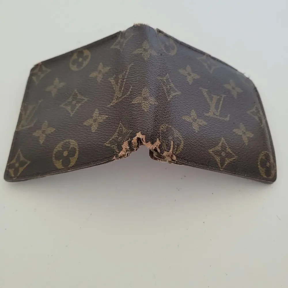 Vintage‎ Louis Vuitton Men's LV Brown Bi-Fold Leather Wallet Monogram Card Bill